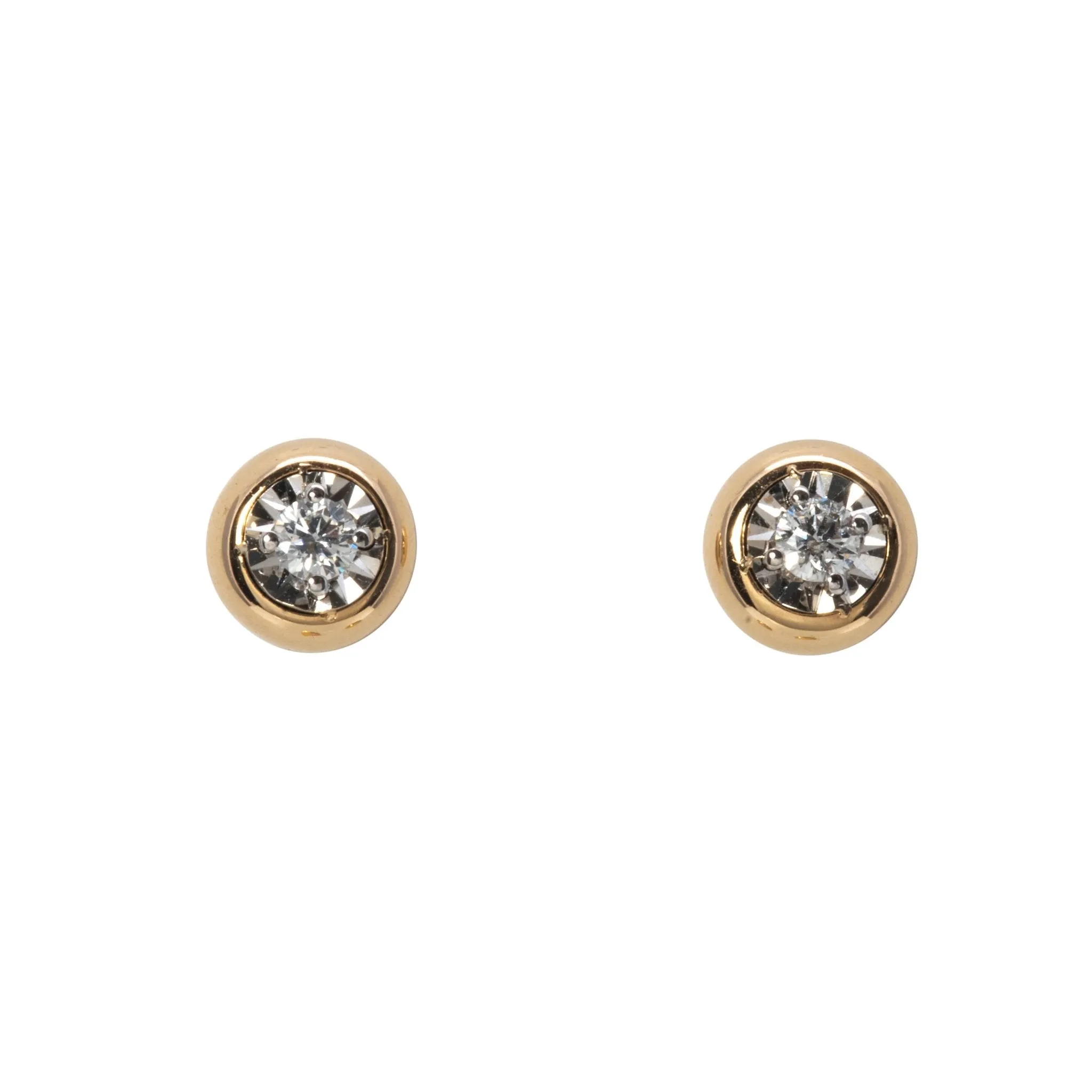 .18ctw Diamond Bezel Set Illusion 14K Gold Stud Earrings Croghans