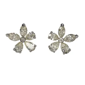 2.25ctw Mixed Diamond 14K Gold Flower Stud Earrings Croghans