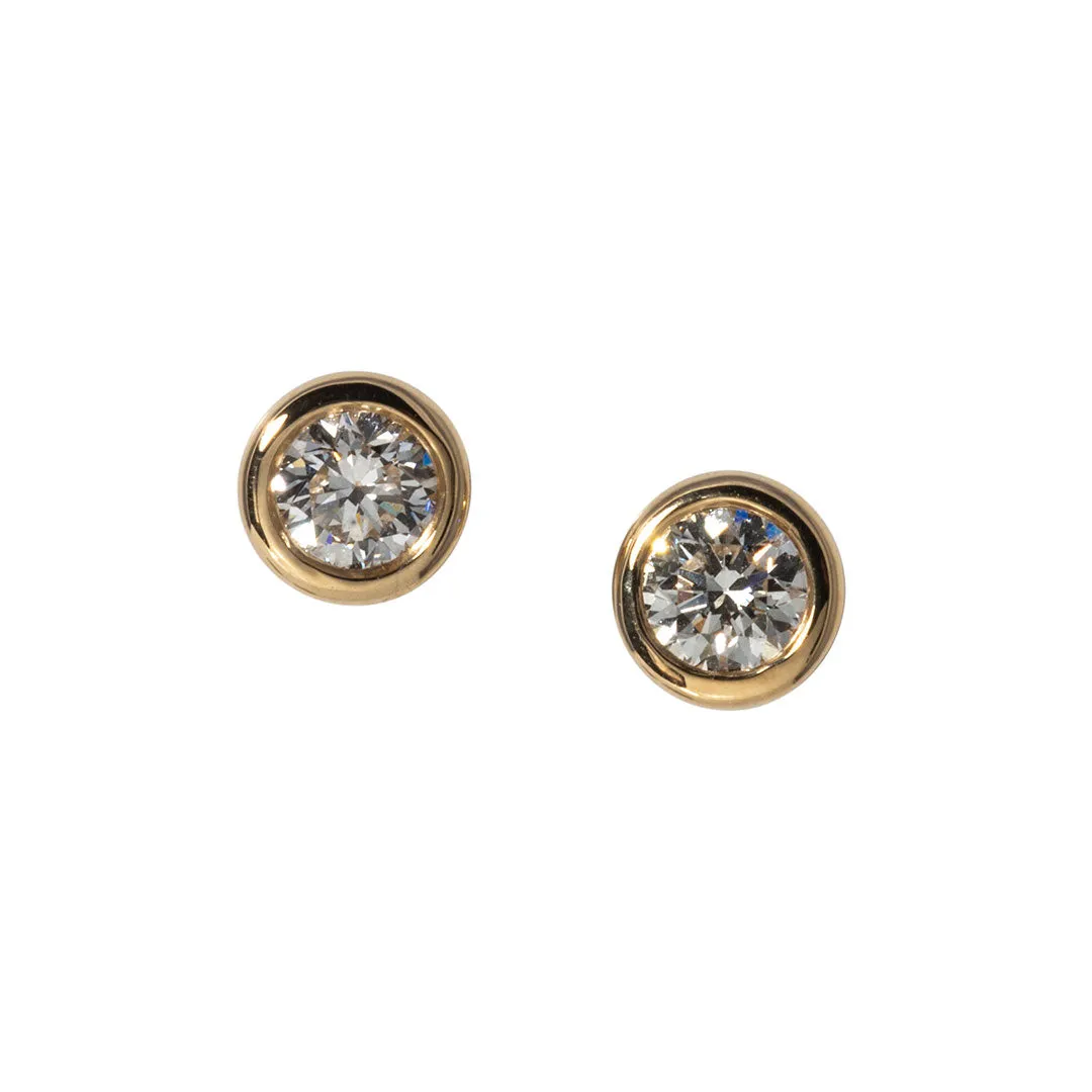 .30ctw Diamond Bezel 14K Yellow Gold Stud Earrings Croghans