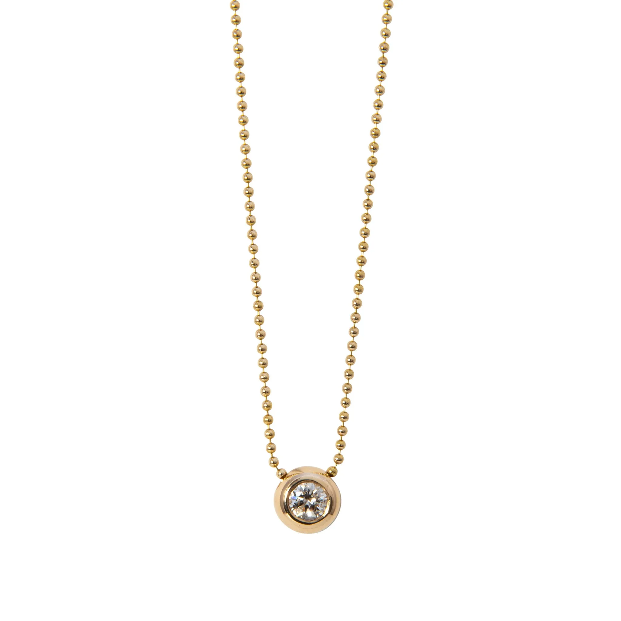 .35ctw Diamond Bezel 14K Gold Beaded Chain Necklace Croghans