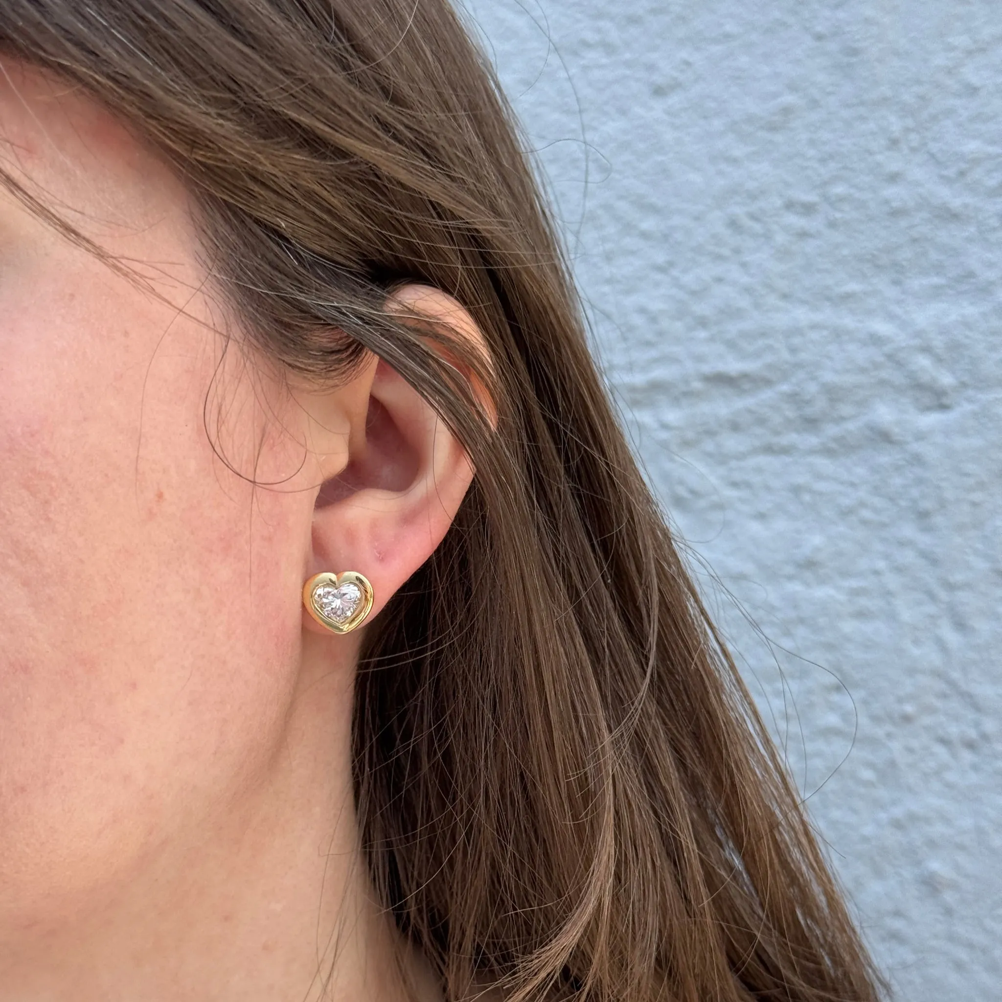 3ctw Diamond Heart 18K Gold Stud Earrings Croghans