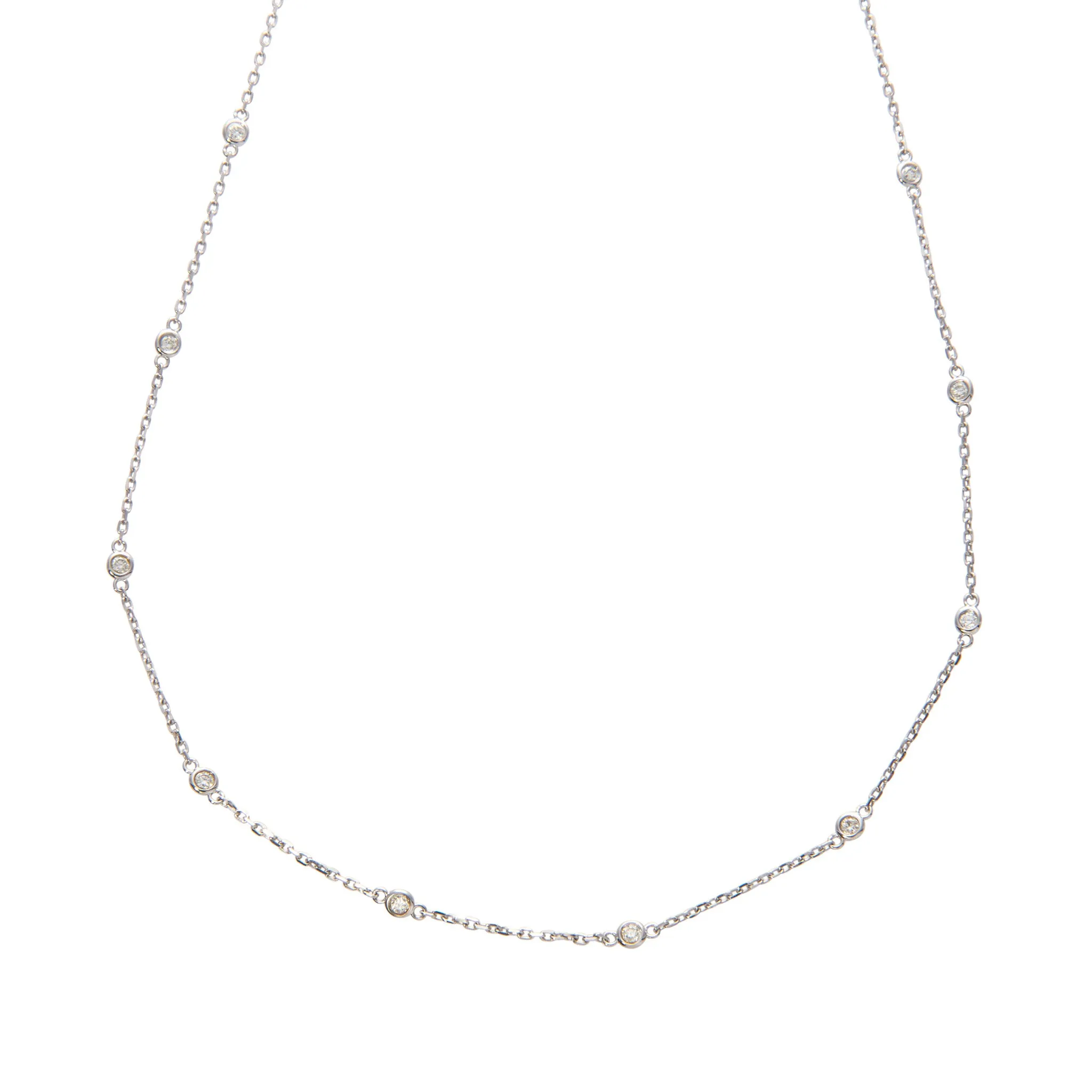 .50ctw Diamond by the Yard 14 Station 14K White Gold Necklace Croghans