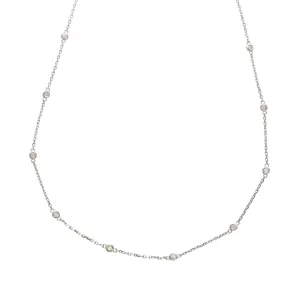 .50ctw Diamond by the Yard 14 Station 14K White Gold Necklace Croghans