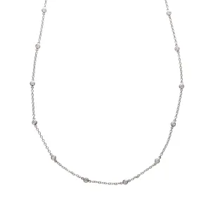 .56ctw Diamond by the Yard 14-Station 14K White Gold Necklace Croghans