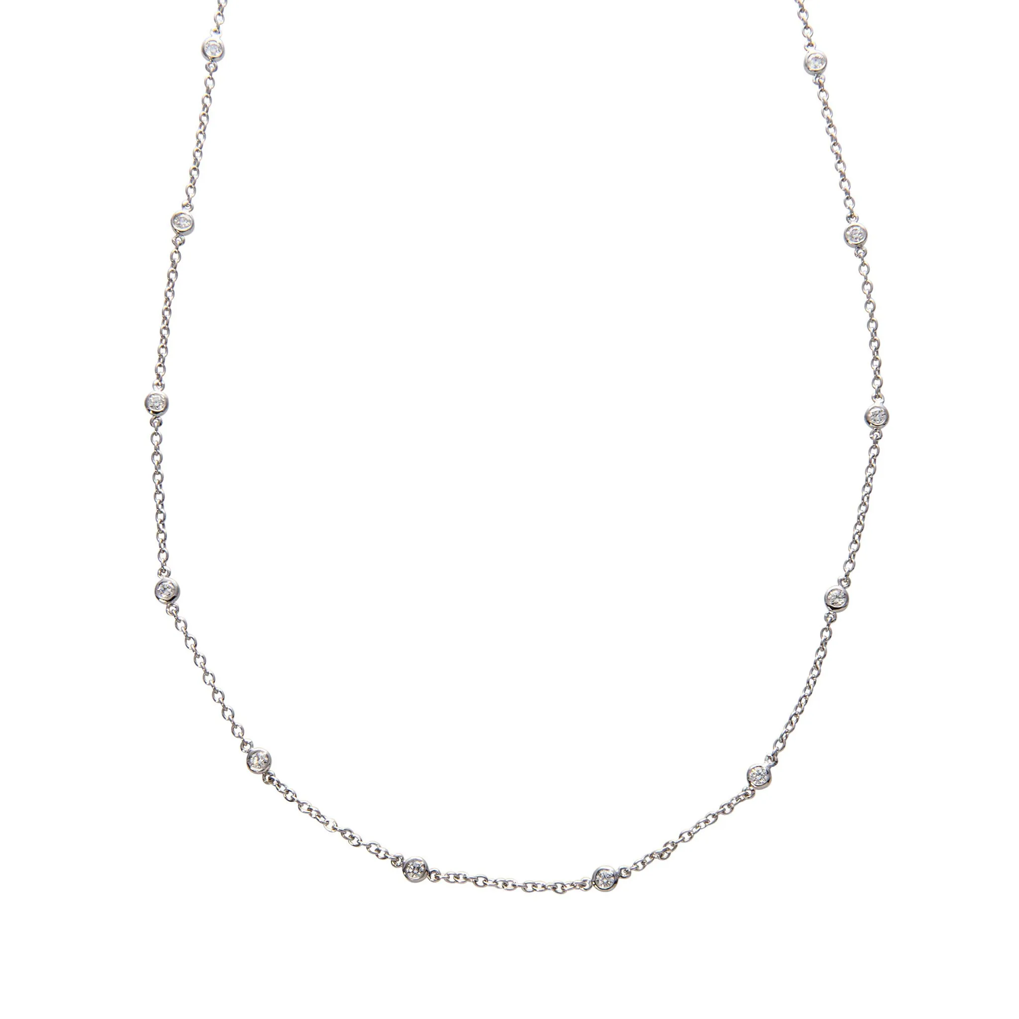 .56ctw Diamond by the Yard 14-Station 14K White Gold Necklace Croghans
