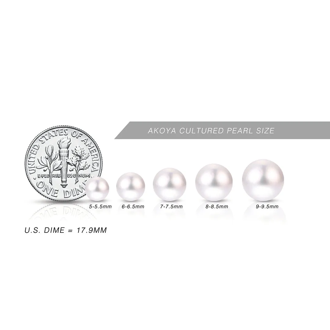 7mm A Akoya Pearl & Diamond 14K Yellow Gold Stud Earrings Croghans