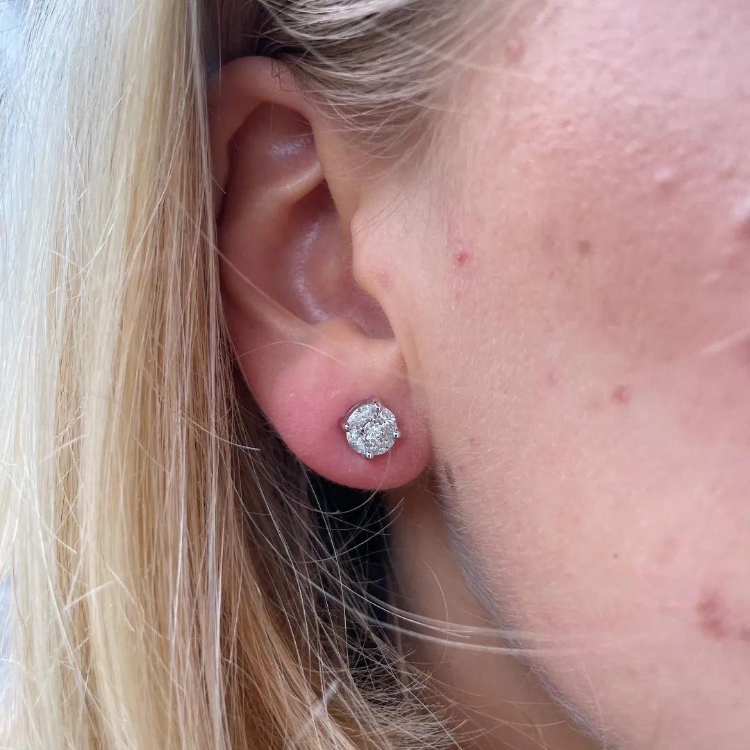 .80ctw Diamond Cluster 14K White Gold Stud Earrings Croghans
