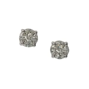 .80ctw Diamond Cluster 14K White Gold Stud Earrings Croghans