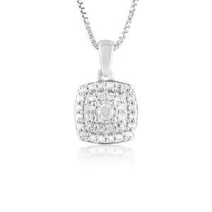 9 Diamonds Pendant in Sterling Silver on 46cm Chain Shiels