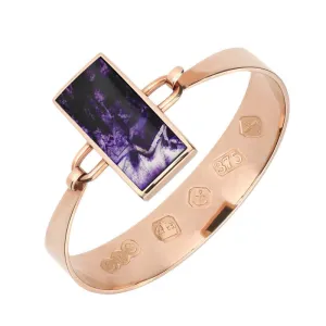 9ct Rose Gold Blue John Oblong Stone Heavy Bangle