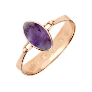 9ct Rose Gold Blue John Oval Stone Heavy Bangle