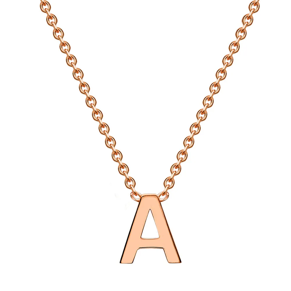 9ct Rose Gold Initial "A" Pendant on 43cm Chain Shiels