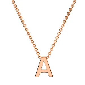 9ct Rose Gold Initial "A" Pendant on 43cm Chain Shiels