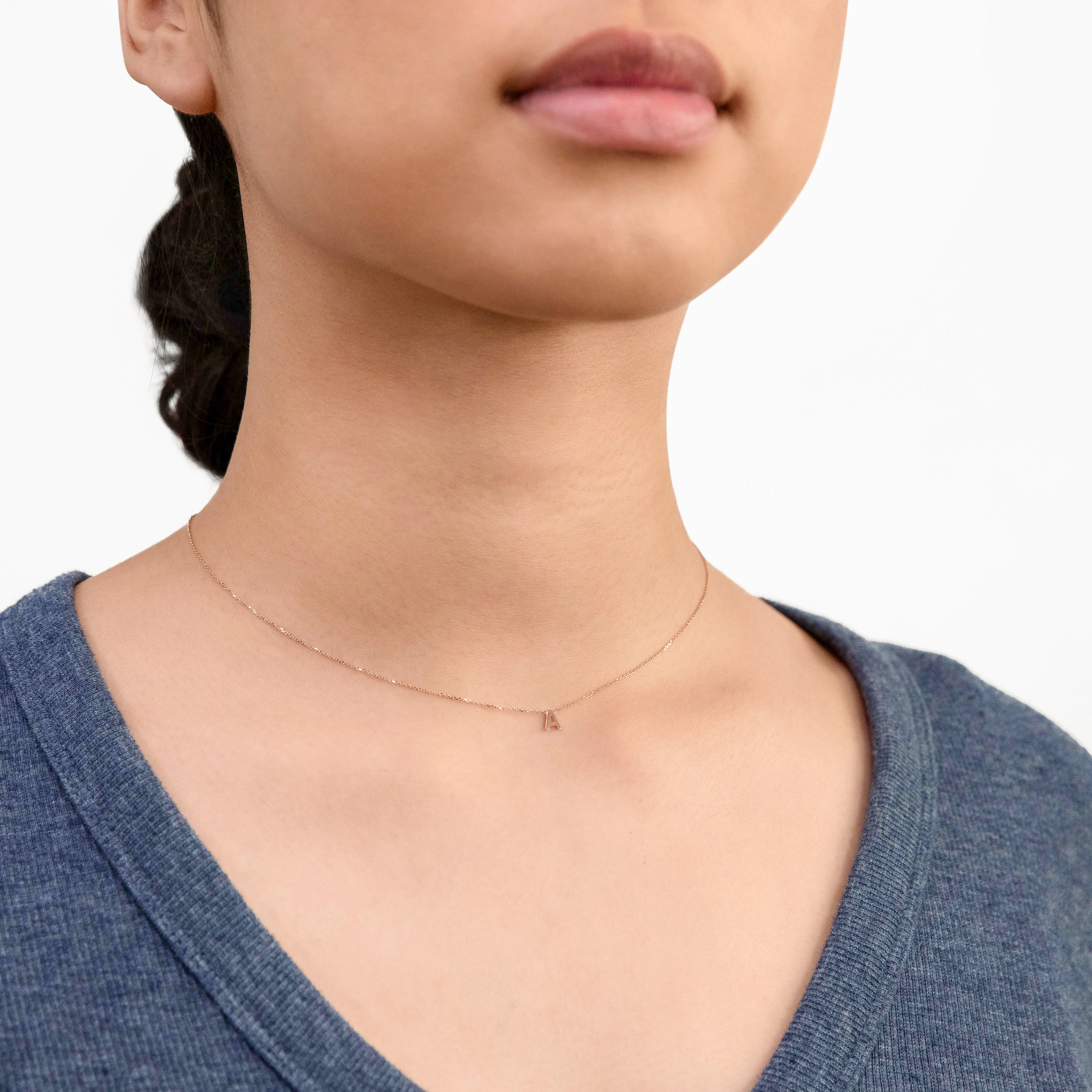 9ct Rose Gold Initial "A" Pendant on 43cm Chain Shiels