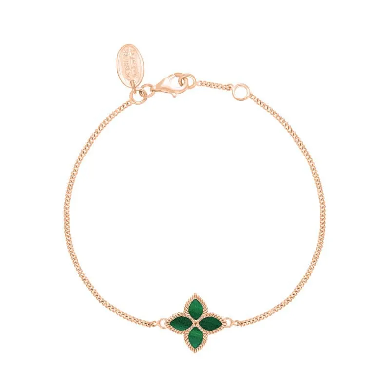 9ct Rose Gold Malachite Eden Marquise Flower Bracelet