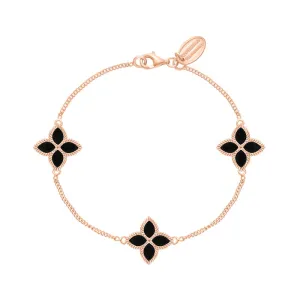 9ct Rose Gold Whitby Jet Eden Marquise Flower Bracelet