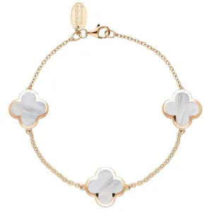 9ct Rose Gold White Mother of Pearl  Bloom Four Leaf Clover Chain Bracelet