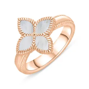 9ct Rose Gold White Mother of Pearl Eden Marquise Flower Ring
