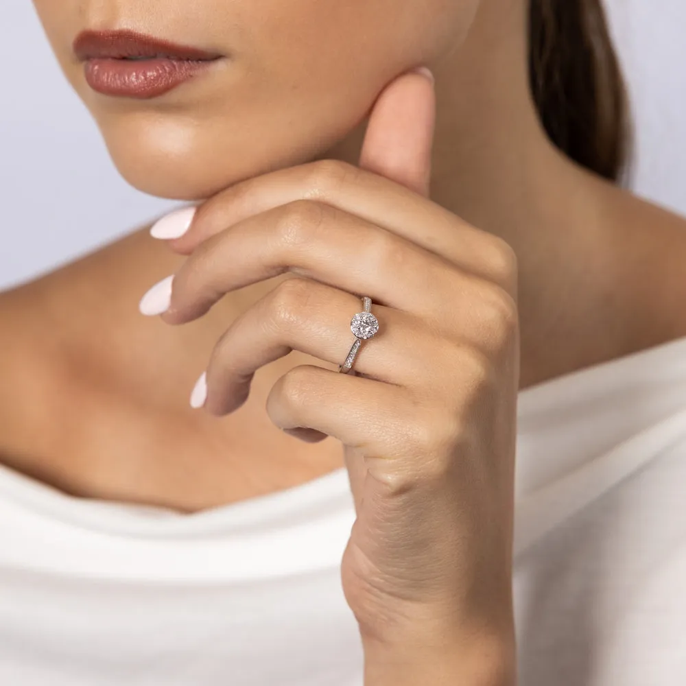 9ct White Gold 0.30 Carat Diamond Halo Solitaire Ring Shiels