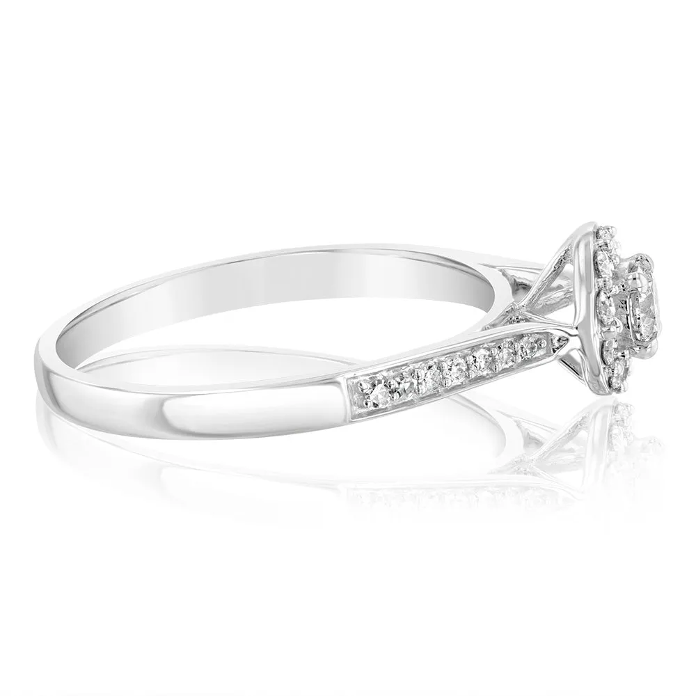 9ct White Gold 0.30 Carat Diamond Halo Solitaire Ring Shiels