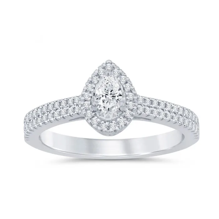 9ct White Gold 1/3 Carat Diamond Pear Solitaire Ring Shiels