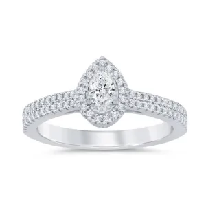 9ct White Gold 1/3 Carat Diamond Pear Solitaire Ring Shiels