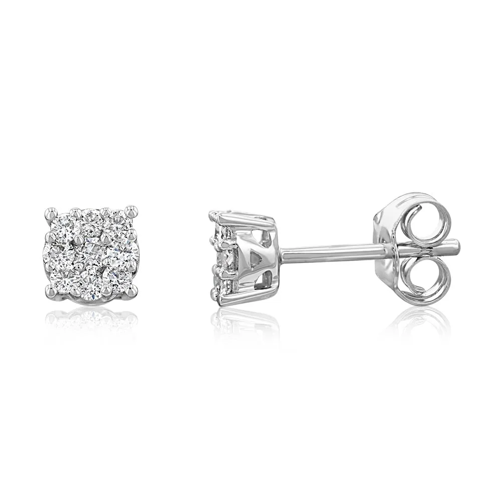 9ct White Gold 1/3 Carat Diamond Stud Earrings Shiels