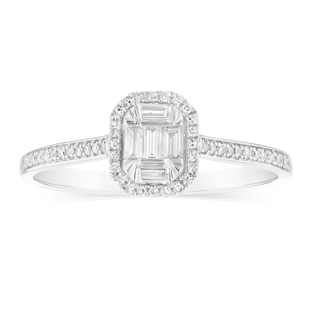 9ct White Gold 1/4 Carat Diamond Halo Dress Ring Shiels