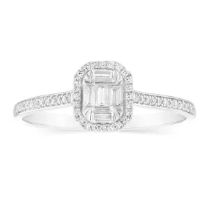 9ct White Gold 1/4 Carat Diamond Halo Dress Ring Shiels