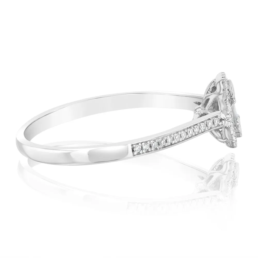 9ct White Gold 1/4 Carat Diamond Halo Dress Ring Shiels