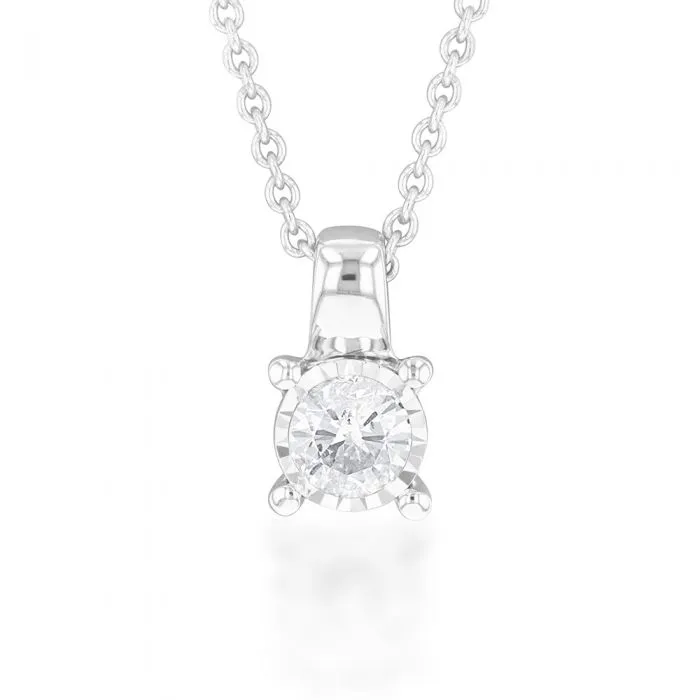 9ct White Gold 1/5 Carat Diamond Pendant on 45cm Chain Shiels