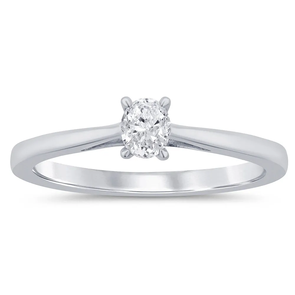9ct White Gold 1/5 Carat Oval Diamond Solitaire Ring Shiels
