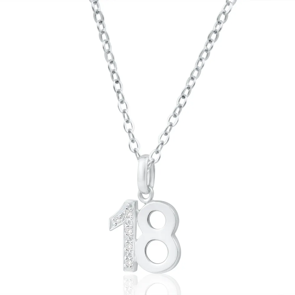 9ct White Gold 18 Pendant with 5 Diamonds Shiels