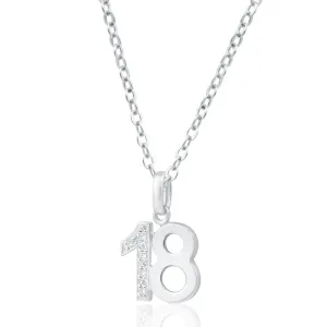 9ct White Gold 18 Pendant with 5 Diamonds Shiels