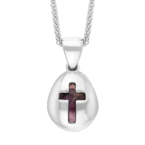 9ct White Gold Blue John Cross Pear Shape Necklace