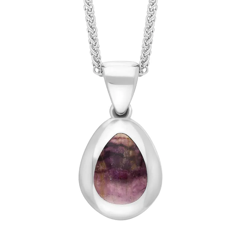 9ct White Gold Blue John Cross Pear Shape Necklace