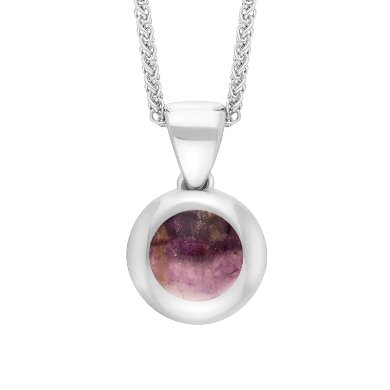 9ct White Gold Blue John Heart Disc Necklace