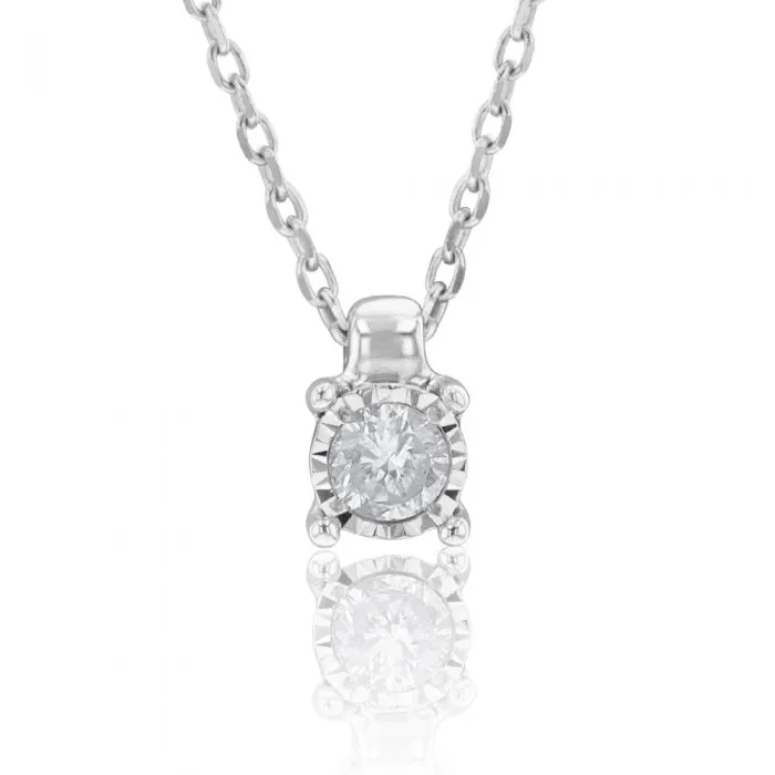 9ct White Gold Dazzling Diamond Pendant With 45cm Chain Shiels