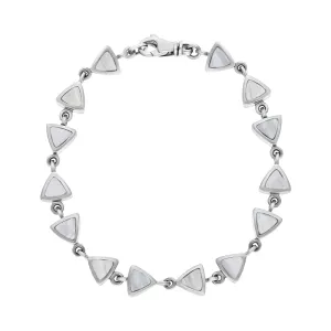 9ct White Gold White Mother of Pearl Curved Triangle Bracelet