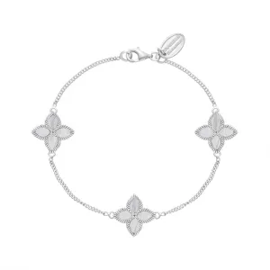 9ct White Gold White Mother of Pearl Eden Marquise Flower Bracelet