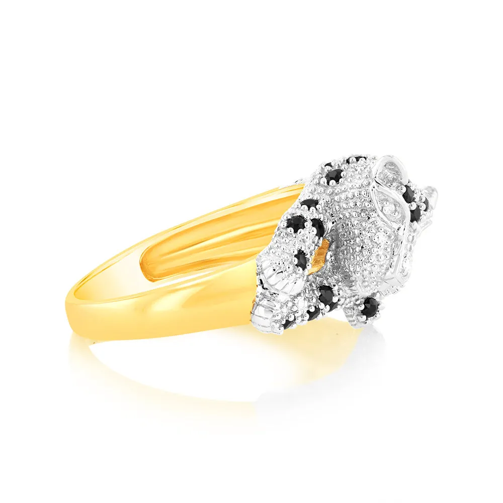 9ct Yellow Gold 0.82Ct Sapphire & 20 Diamond Men's Ring Shiels
