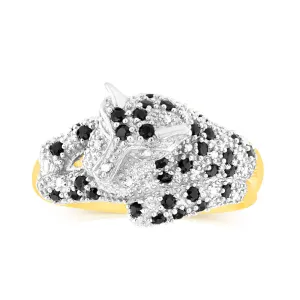 9ct Yellow Gold 0.82Ct Sapphire & 20 Diamond Men's Ring Shiels