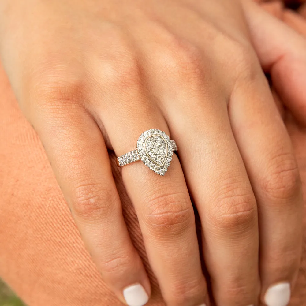 9ct Yellow Gold 1 Carat Diamond Pear Shape Cluster Ring Shiels