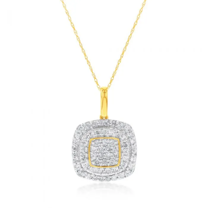 9ct Yellow Gold 1 Carat Diamond Pendant on 45cm Chain Shiels