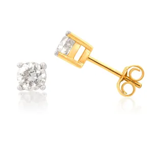 9ct Yellow Gold 1 Carat Diamond Stud Earrings Shiels
