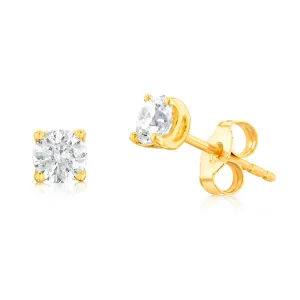 9ct Yellow Gold 1 Carat Solitaire Diamond Stud Earrings Shiels