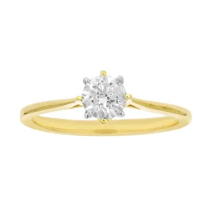 9ct Yellow Gold  1/2 Carat Diamond Solitaire Ring Shiels