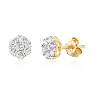 9ct Yellow Gold 1/2 Carat Diamond Stud Earrings Shiels