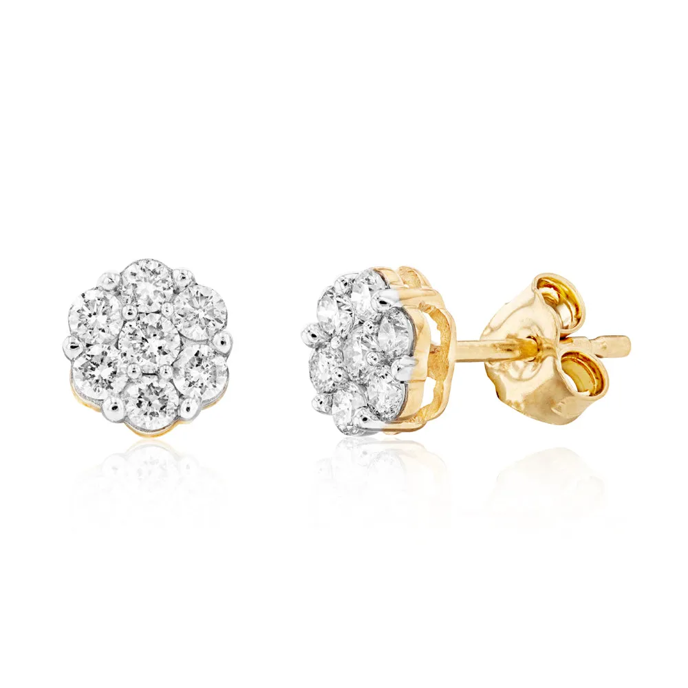 9ct Yellow Gold 1/2 Carat Diamond Stud Earrings Shiels
