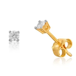 9ct Yellow Gold 1/6 Carat Diamond Stud Earrings Shiels